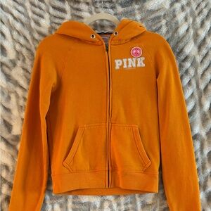 PINK Victoria's Secret Orange Hooded Sweater with Silver Tennessee VOLS Graphic